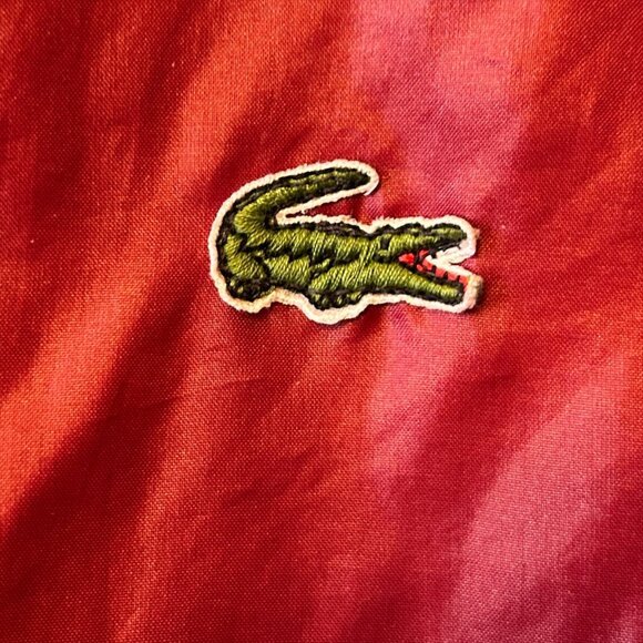 Vintage IZOD Lacoste Red Nylon Bomber Jacket Zip Front Crocodile Logo Size L - Picture 3 of 12